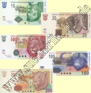 Die neuen Gelscheine bzw. Banknoten sind seit 01.02.2005 in Sdafrika im Umlauf.