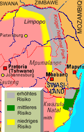 Das Malariarisiko in Sdafrika