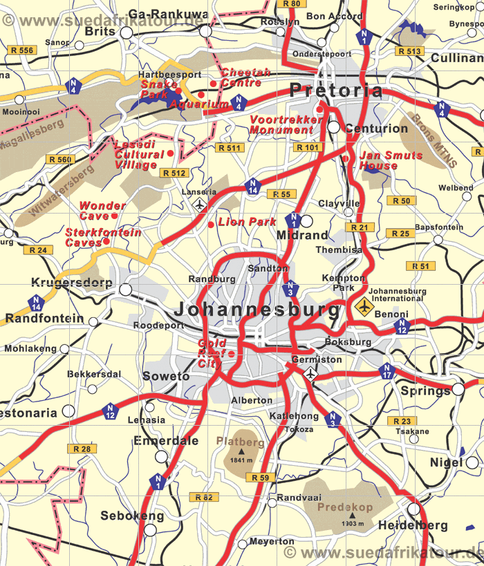 Area Map of Gauteng