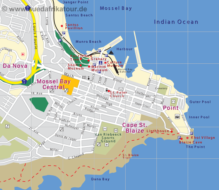 Stadtplan von Mossel Bay