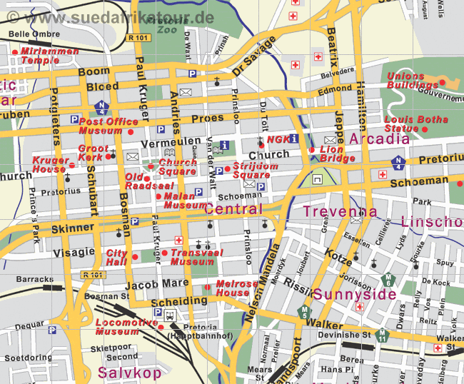 Stadtplan von Pretoria / Sdafrika