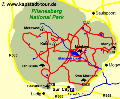 Karte des Pilanesberg Nationa Park -  © www.kapstadt-tour.de